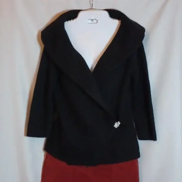 ANN TAYLOR Women's Black Rabbit Hair & Wool Blend Sweater Blouse Size M. - Picture 1 of 13